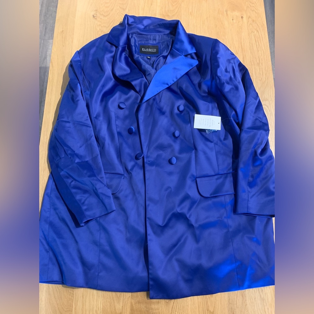 ELOQUII Satin Blue Blazer with Buttons Plus Size New with Tags